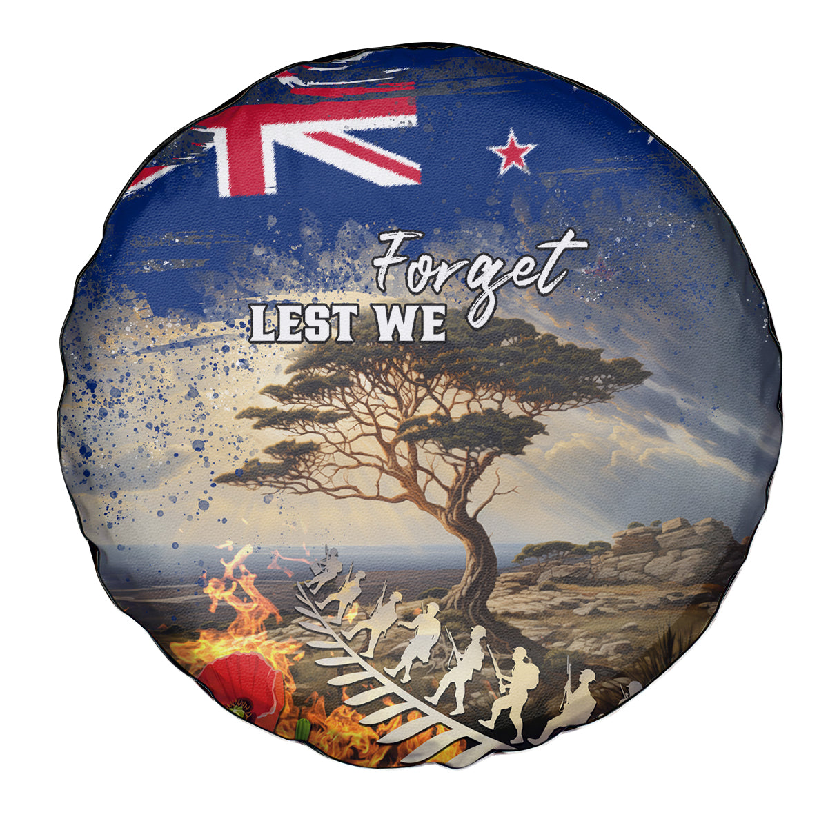 New Zealand ANZAC Day Spare Tire Cover The Lonesome Pine With Soldier Fern LT05 - Polynesian Pride