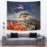 New Zealand ANZAC Day Tapestry The Lonesome Pine With Soldier Fern LT05 Blue - Polynesian Pride