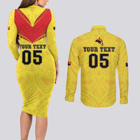 Papua New Guinea Rugby Custom Couples Matching Long Sleeve Bodycon Dress and Long Sleeve Button Shirt Kumuls Heritage