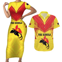 Papua New Guinea Rugby Custom Couples Matching Short Sleeve Bodycon Dress and Hawaiian Shirt Kumuls Heritage