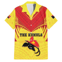 Papua New Guinea Rugby Custom Family Matching Off Shoulder Maxi Dress and Hawaiian Shirt Kumuls Heritage LT05 Dad's Shirt - Short Sleeve Yellow - Polynesian Pride