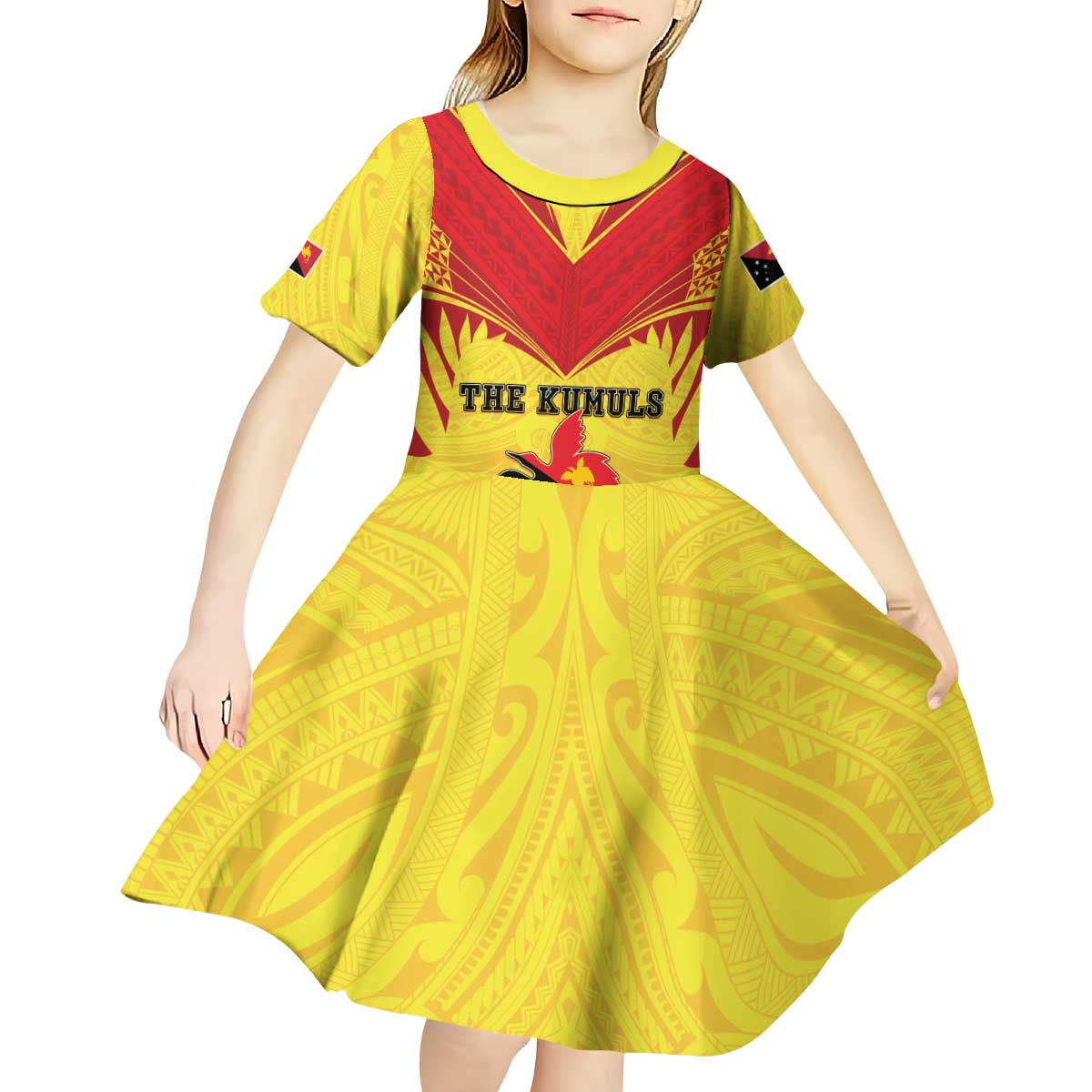 Papua New Guinea Rugby Custom Kid Short Sleeve Dress Kumuls Heritage LT05 - Polynesian Pride