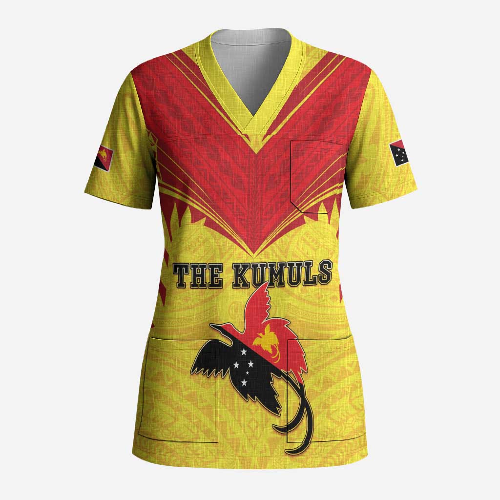 Papua New Guinea Rugby Custom Scrub Top Kumuls Heritage LT05 Adult Yellow - Polynesian Pride