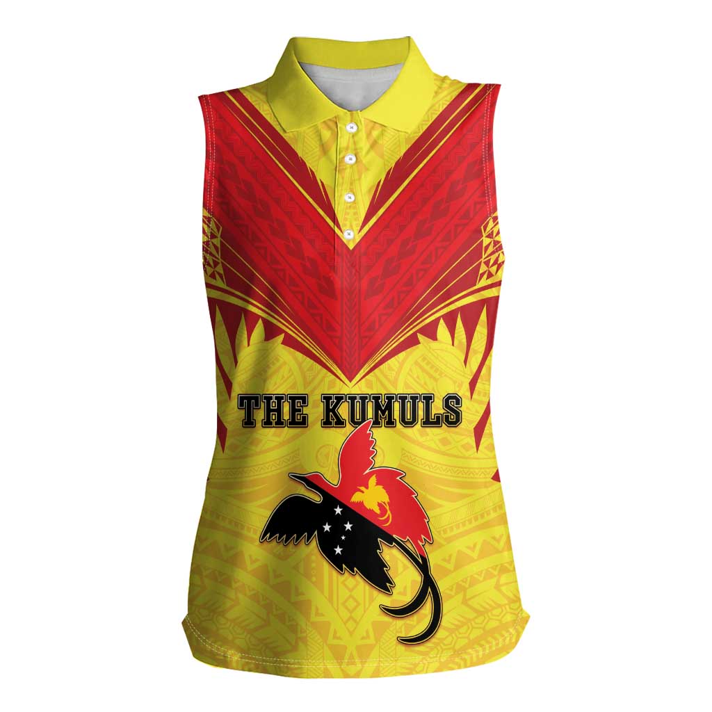 Papua New Guinea Rugby Custom Women Sleeveless Polo Shirt Kumuls Heritage