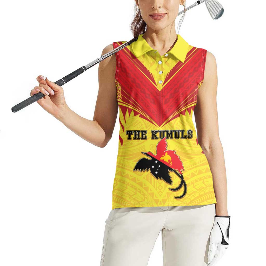 Papua New Guinea Rugby Custom Women Sleeveless Polo Shirt Kumuls Heritage