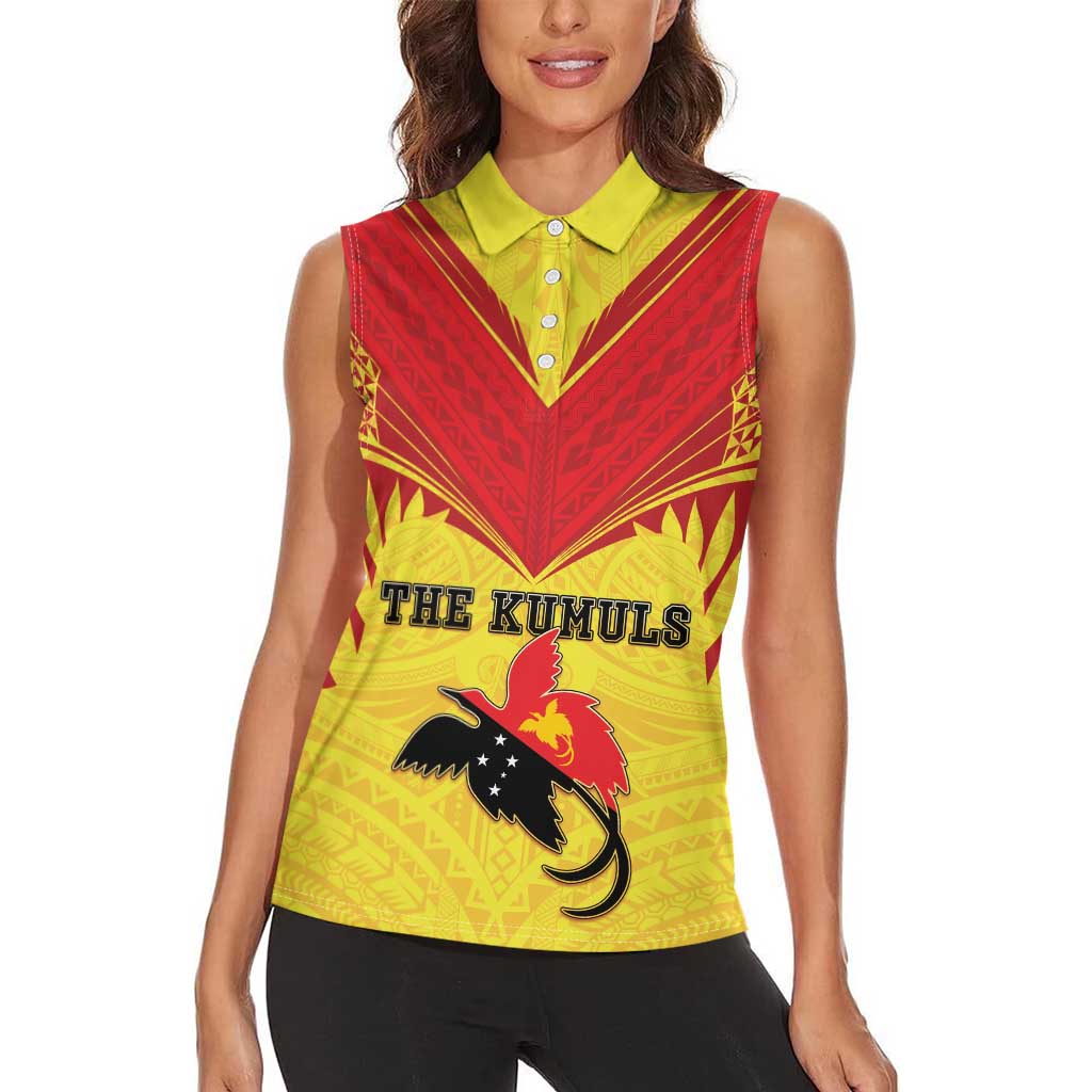 Papua New Guinea Rugby Custom Women Sleeveless Polo Shirt Kumuls Heritage