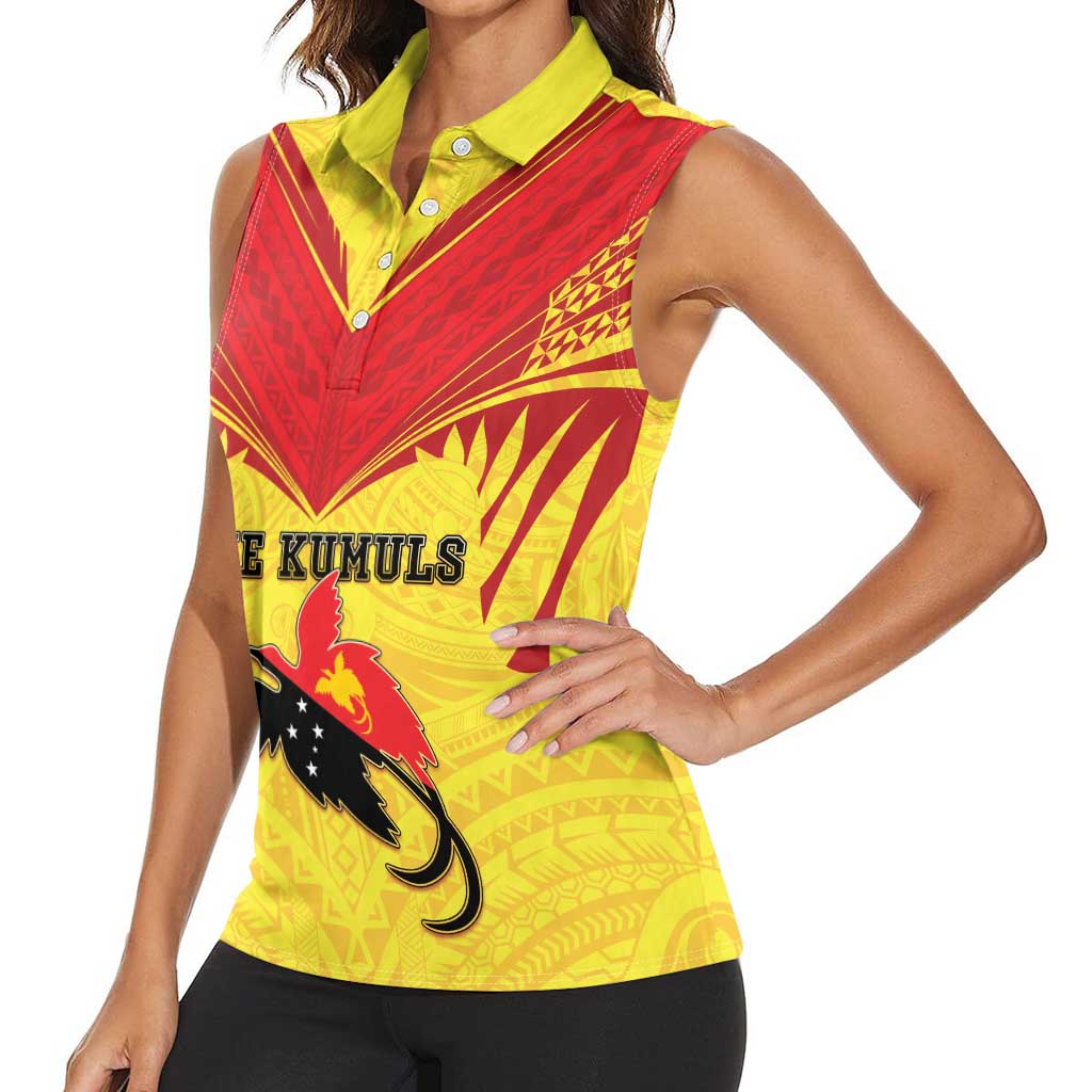 Papua New Guinea Rugby Custom Women Sleeveless Polo Shirt Kumuls Heritage