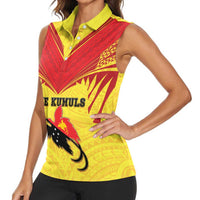 Papua New Guinea Rugby Custom Women Sleeveless Polo Shirt Kumuls Heritage