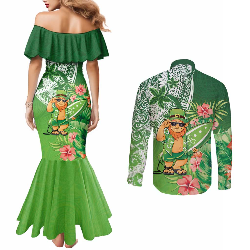 Aloha Hawaii St Patrick's Day Couples Matching Mermaid Dress and Long Sleeve Button Shirt Polynesian Style LT05 - Polynesian Pride
