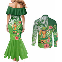 Aloha Hawaii St Patrick's Day Couples Matching Mermaid Dress and Long Sleeve Button Shirt Polynesian Style LT05 - Polynesian Pride