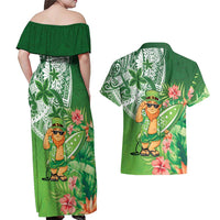 Aloha Hawaii St Patrick's Day Couples Matching Off Shoulder Maxi Dress and Hawaiian Shirt Polynesian Style LT05 - Polynesian Pride