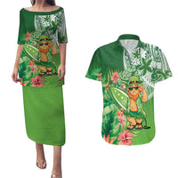 Aloha Hawaii St Patrick's Day Couples Matching Puletasi and Hawaiian Shirt Polynesian Style LT05 Green - Polynesian Pride