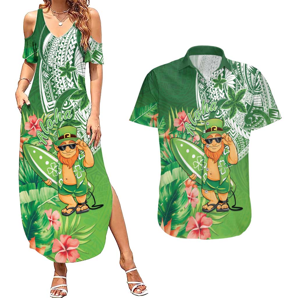 Aloha Hawaii St Patrick's Day Couples Matching Summer Maxi Dress and Hawaiian Shirt Polynesian Style LT05 Green - Polynesian Pride