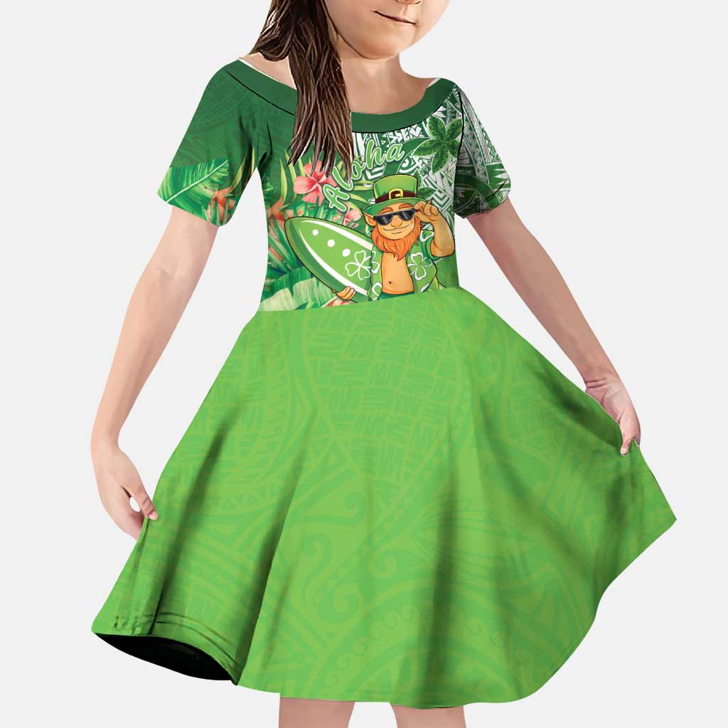 Aloha Hawaii St Patrick's Day Family Matching Mermaid Dress and Hawaiian Shirt Polynesian Style LT05 Daughter's Dress Green - Polynesian Pride