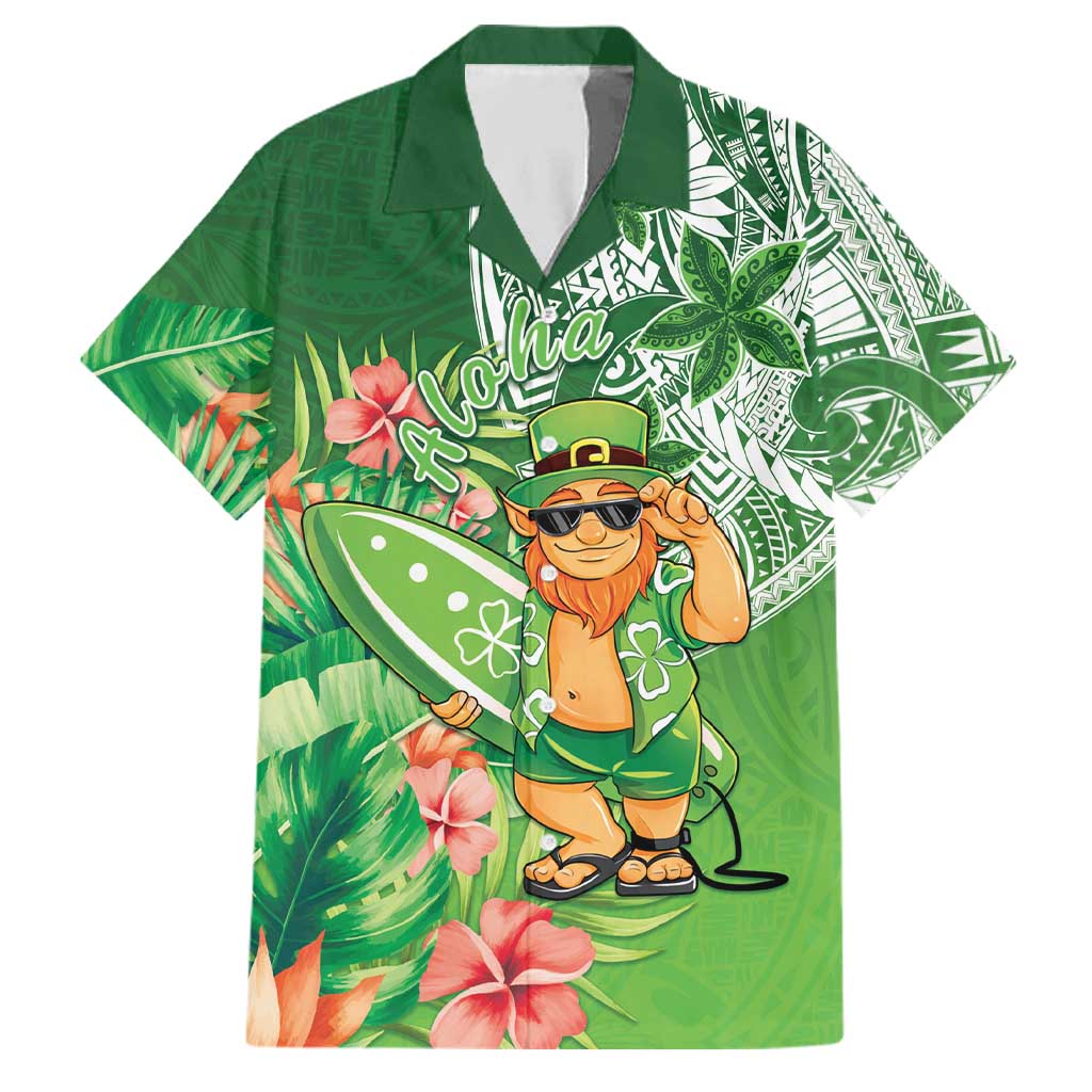 Aloha Hawaii St Patrick's Day Family Matching Mermaid Dress and Hawaiian Shirt Polynesian Style LT05 Dad's Shirt - Short Sleeve Green - Polynesian Pride