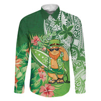 Aloha Hawaii St Patrick's Day Family Matching Mermaid Dress and Hawaiian Shirt Polynesian Style LT05 Dad's Shirt - Long Sleeve Green - Polynesian Pride