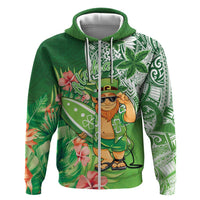 Aloha Hawaii St Patrick's Day Hoodie Polynesian Style LT05 Zip Hoodie Green - Polynesian Pride