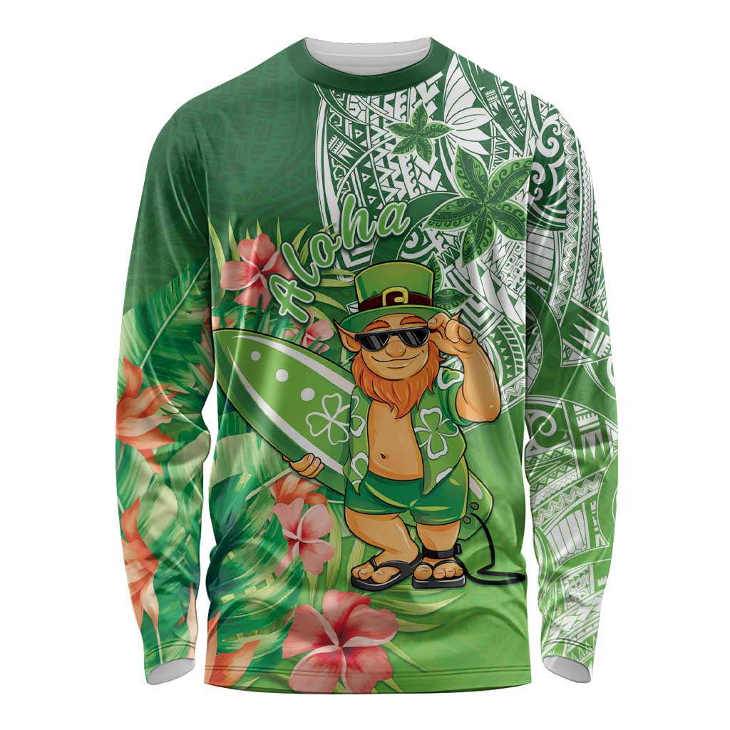 Aloha Hawaii St Patrick's Day Long Sleeve Shirt Polynesian Style LT05 Unisex Green - Polynesian Pride