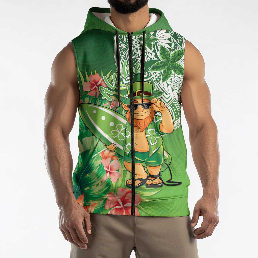 Aloha Hawaii St Patrick's Day Sleeveless Zip Hoodie Polynesian Style LT05 - Polynesian Pride