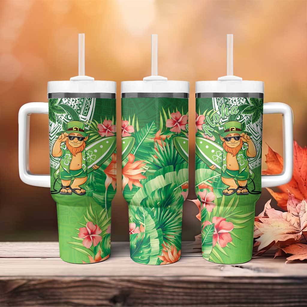 Aloha Hawaii St Patrick's Day Tumbler With Handle Polynesian Style