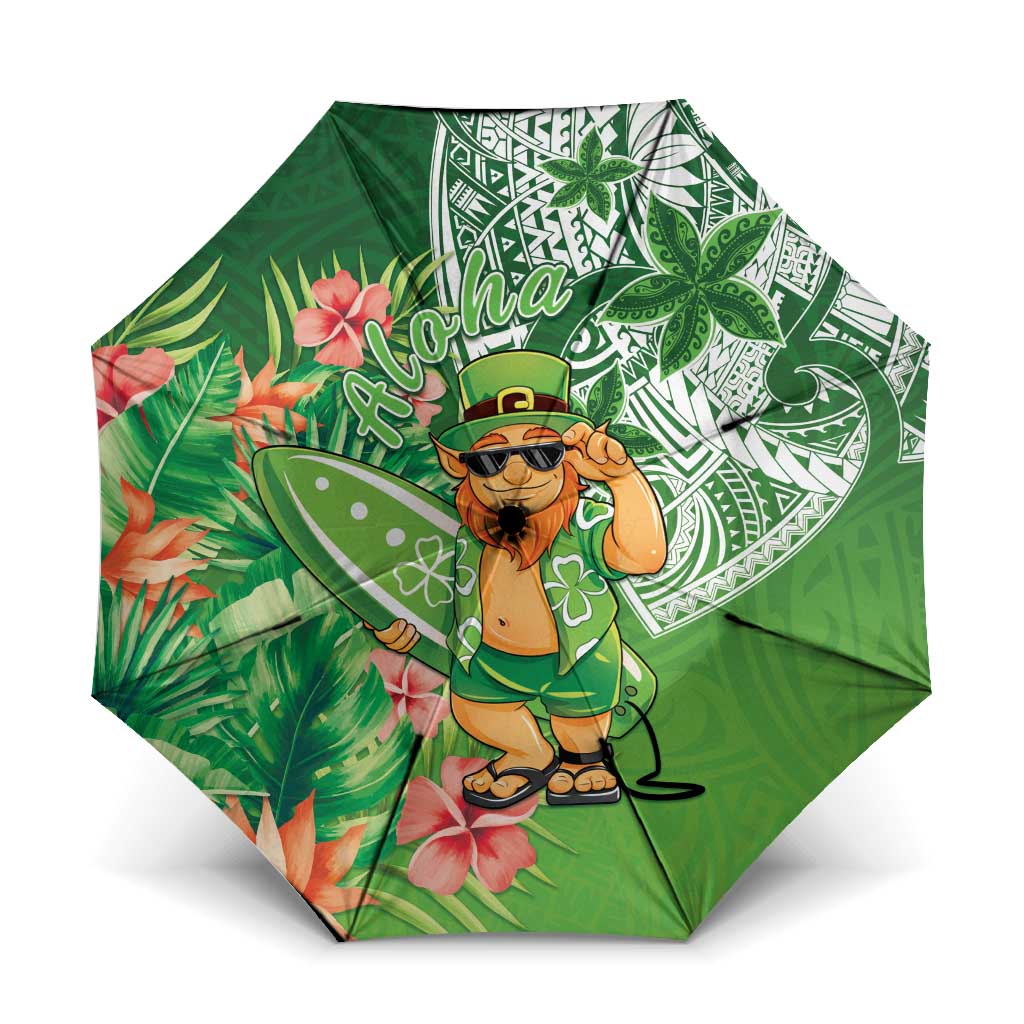 Aloha Hawaii St Patrick's Day Umbrella Polynesian Style LT05 One Size Folded 11.42 inch Opened Diameter 37.4 inch Green - Polynesian Pride