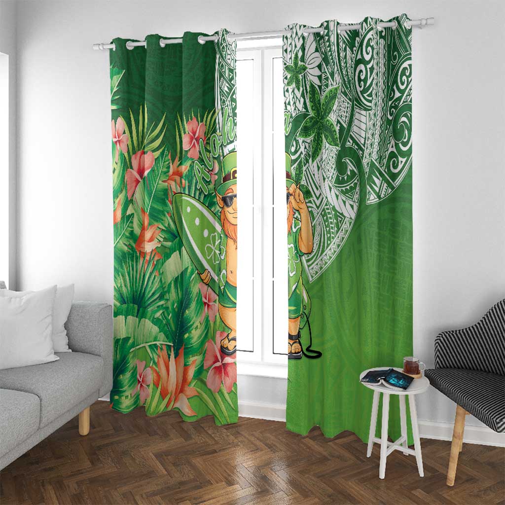 Aloha Hawaii St Patrick's Day Window Curtain Polynesian Style LT05 With Grommets Green - Polynesian Pride