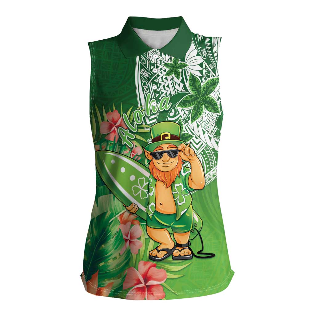 Aloha Hawaii St Patrick's Day Women Sleeveless Polo Shirt Polynesian Style LT05 Female Green - Polynesian Pride