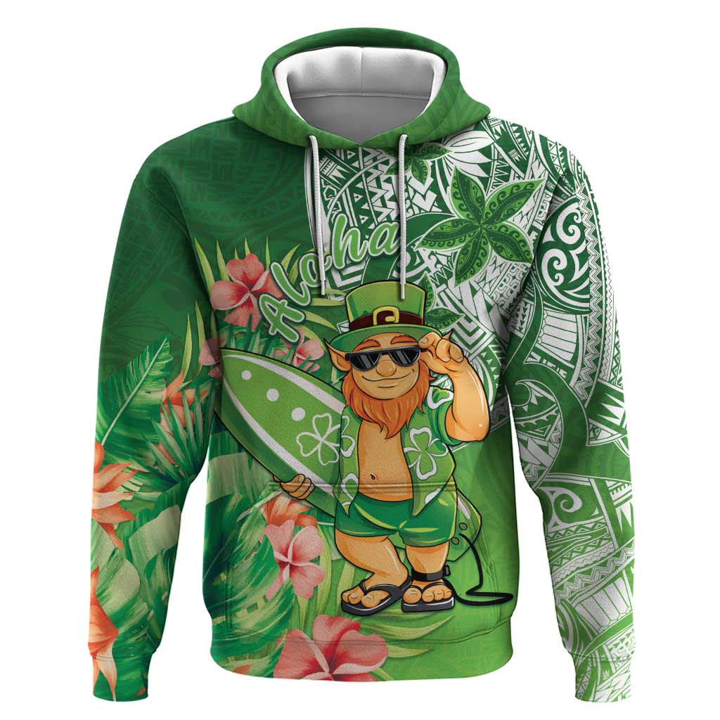Aloha Hawaii St Patrick's Day Zip Hoodie Polynesian Style LT05 Pullover Hoodie Green - Polynesian Pride
