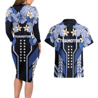 French Polynesia Tuamotu Archipelago Couples Matching Long Sleeve Bodycon Dress and Hawaiian Shirt Polynesian Pattern Unique Style