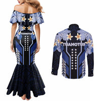 French Polynesia Tuamotu Archipelago Couples Matching Mermaid Dress and Long Sleeve Button Shirt Polynesian Pattern Unique Style