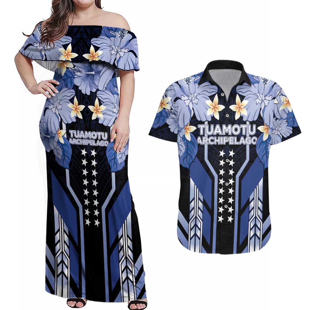 French Polynesia Tuamotu Archipelago Couples Matching Off Shoulder Maxi Dress and Hawaiian Shirt Polynesian Pattern Unique Style