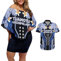 French Polynesia Tuamotu Archipelago Couples Matching Off Shoulder Short Dress and Hawaiian Shirt Polynesian Pattern Unique Style