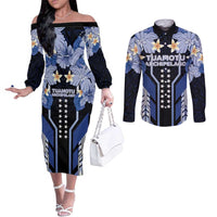 French Polynesia Tuamotu Archipelago Couples Matching Off The Shoulder Long Sleeve Dress and Long Sleeve Button Shirt Polynesian Pattern Unique Style
