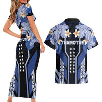 French Polynesia Tuamotu Archipelago Couples Matching Short Sleeve Bodycon Dress and Hawaiian Shirt Polynesian Pattern Unique Style