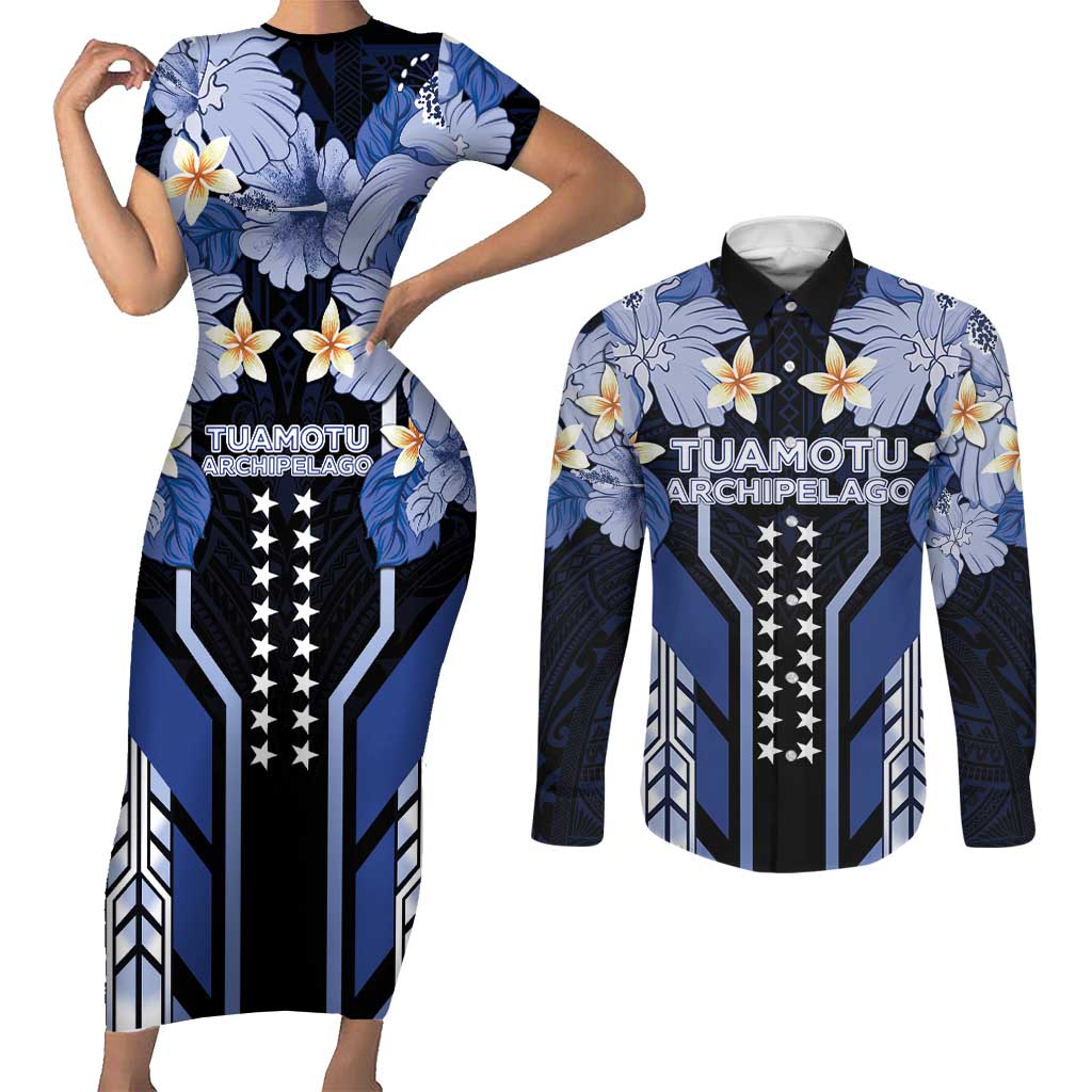 French Polynesia Tuamotu Archipelago Couples Matching Short Sleeve Bodycon Dress and Long Sleeve Button Shirt Polynesian Pattern Unique Style