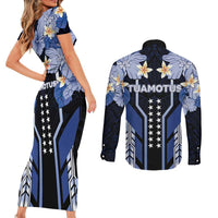 French Polynesia Tuamotu Archipelago Couples Matching Short Sleeve Bodycon Dress and Long Sleeve Button Shirt Polynesian Pattern Unique Style