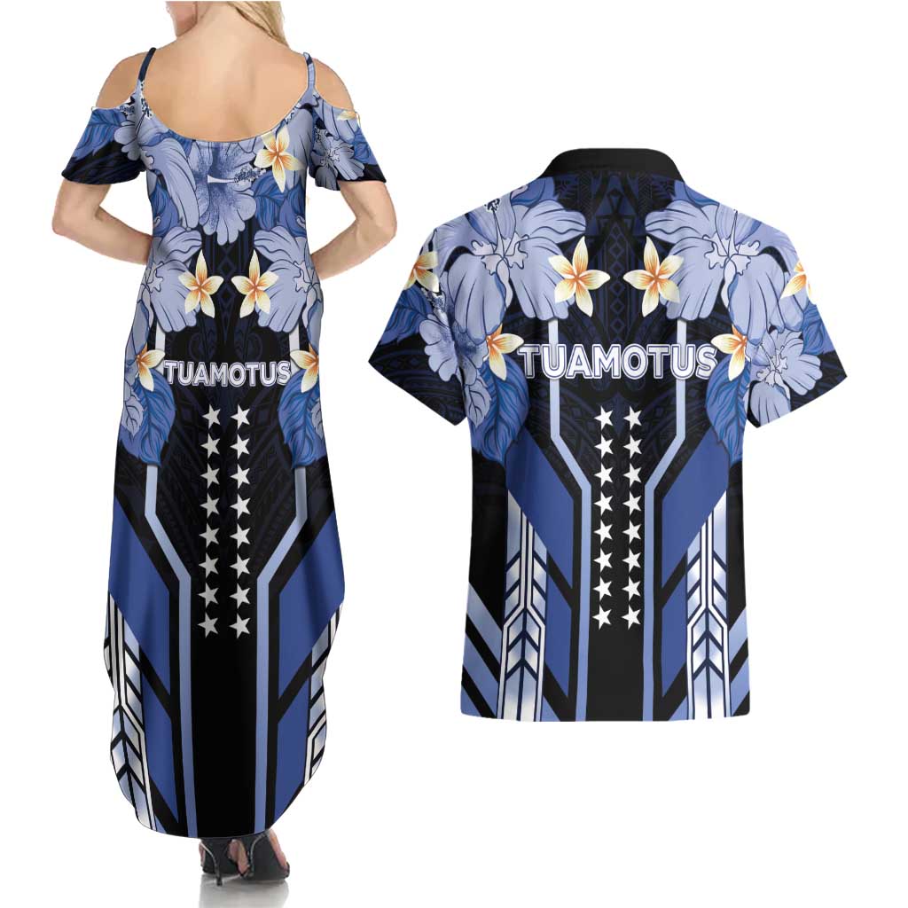 French Polynesia Tuamotu Archipelago Couples Matching Summer Maxi Dress and Hawaiian Shirt Polynesian Pattern Unique Style