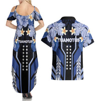 French Polynesia Tuamotu Archipelago Couples Matching Summer Maxi Dress and Hawaiian Shirt Polynesian Pattern Unique Style