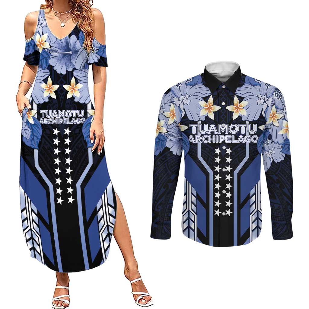 French Polynesia Tuamotu Archipelago Couples Matching Summer Maxi Dress and Long Sleeve Button Shirt Polynesian Pattern Unique Style