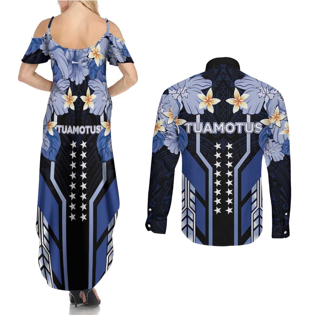 French Polynesia Tuamotu Archipelago Couples Matching Summer Maxi Dress and Long Sleeve Button Shirt Polynesian Pattern Unique Style