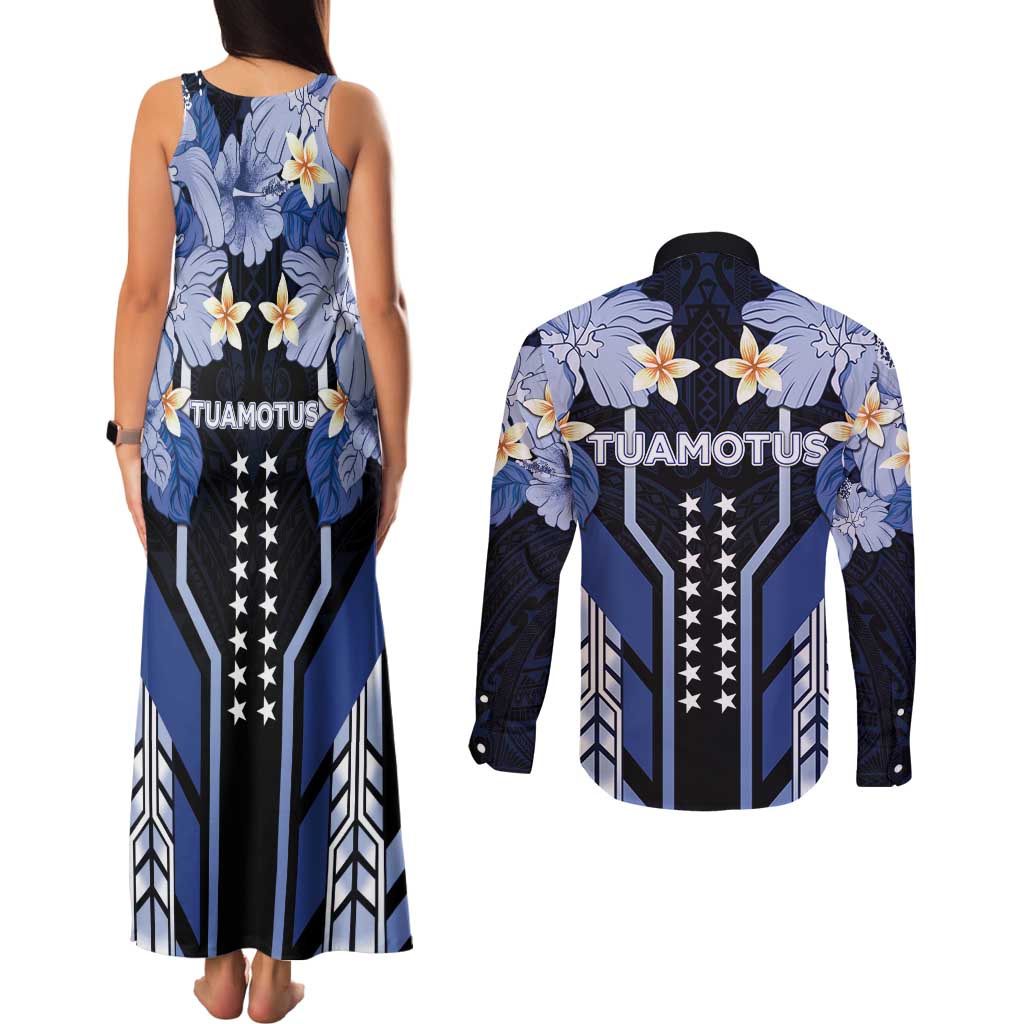 French Polynesia Tuamotu Archipelago Couples Matching Tank Maxi Dress and Long Sleeve Button Shirt Polynesian Pattern Unique Style