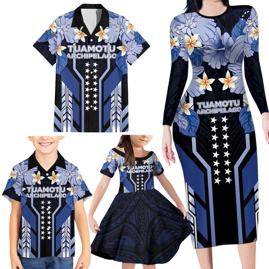 French Polynesia Tuamotu Archipelago Family Matching Long Sleeve Bodycon Dress and Hawaiian Shirt Polynesian Pattern Unique Style
