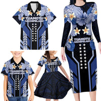 French Polynesia Tuamotu Archipelago Family Matching Long Sleeve Bodycon Dress and Hawaiian Shirt Polynesian Pattern Unique Style