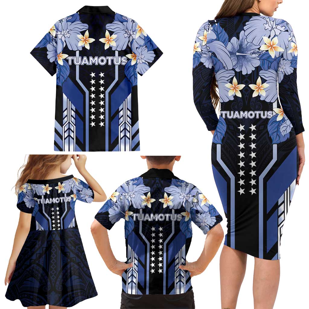 French Polynesia Tuamotu Archipelago Family Matching Long Sleeve Bodycon Dress and Hawaiian Shirt Polynesian Pattern Unique Style