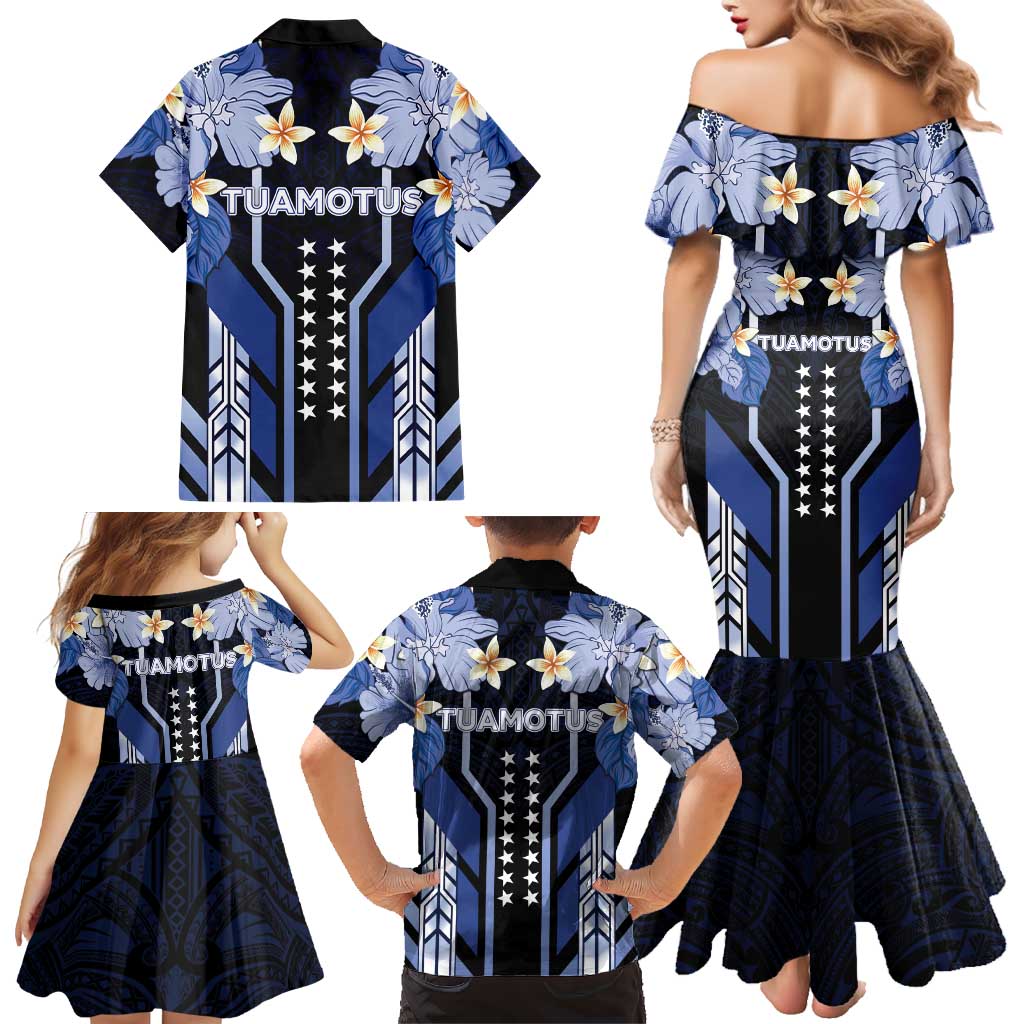 French Polynesia Tuamotu Archipelago Family Matching Mermaid Dress and Hawaiian Shirt Polynesian Pattern Unique Style