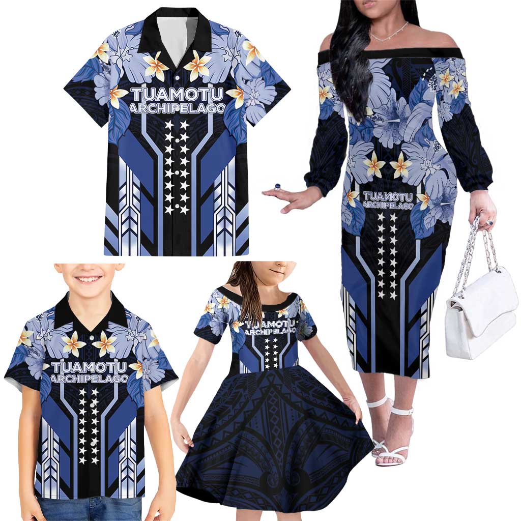 French Polynesia Tuamotu Archipelago Family Matching Off The Shoulder Long Sleeve Dress and Hawaiian Shirt Polynesian Pattern Unique Style