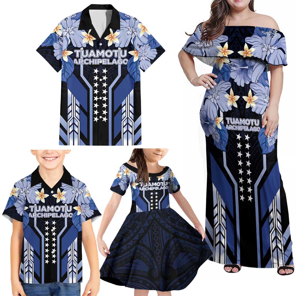 French Polynesia Tuamotu Archipelago Family Matching Off Shoulder Maxi Dress and Hawaiian Shirt Polynesian Pattern Unique Style
