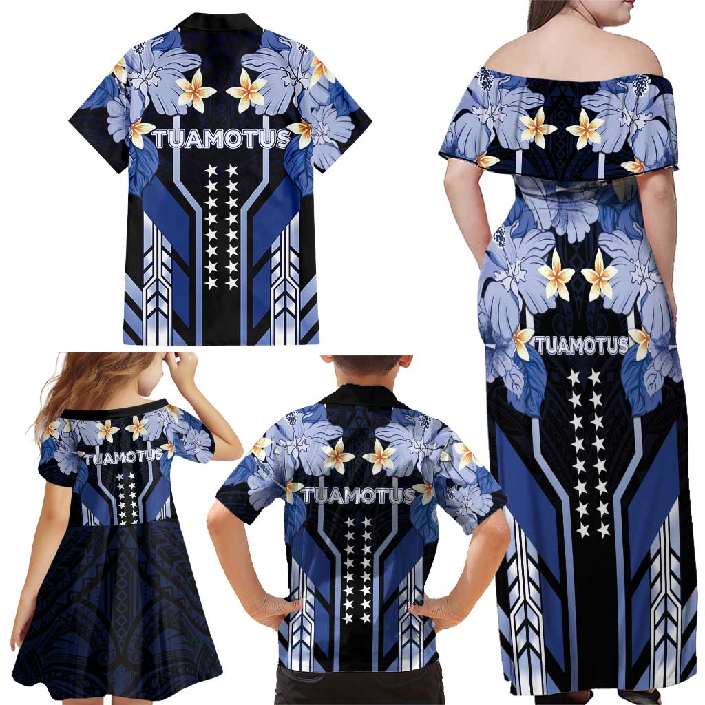 French Polynesia Tuamotu Archipelago Family Matching Off Shoulder Maxi Dress and Hawaiian Shirt Polynesian Pattern Unique Style
