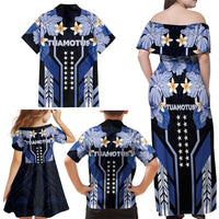 French Polynesia Tuamotu Archipelago Family Matching Off Shoulder Maxi Dress and Hawaiian Shirt Polynesian Pattern Unique Style