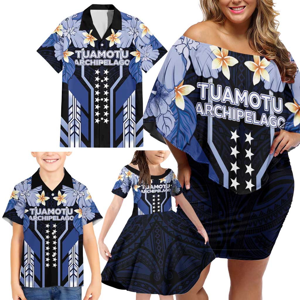 French Polynesia Tuamotu Archipelago Family Matching Off Shoulder Short Dress and Hawaiian Shirt Polynesian Pattern Unique Style